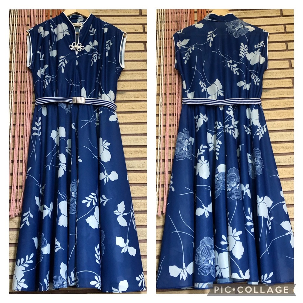 70's Asian Style Floral Dress - Size 10 - Medium - Summer Frock - Sears